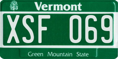 VT license plate XSF069