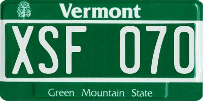 VT license plate XSF070