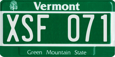 VT license plate XSF071