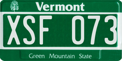 VT license plate XSF073