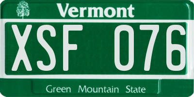 VT license plate XSF076