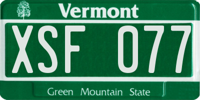 VT license plate XSF077