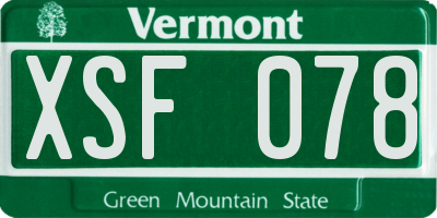 VT license plate XSF078