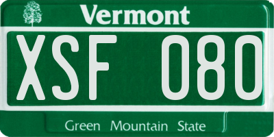 VT license plate XSF080
