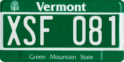 VT license plate XSF081