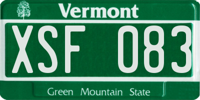 VT license plate XSF083