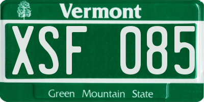 VT license plate XSF085
