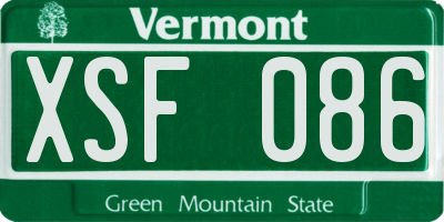 VT license plate XSF086