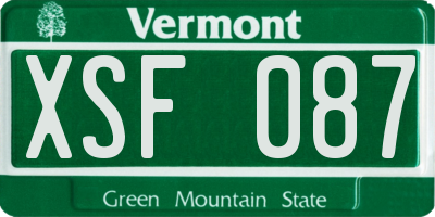 VT license plate XSF087