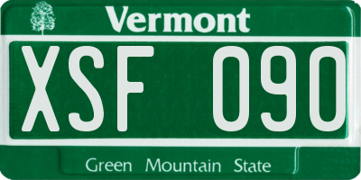 VT license plate XSF090