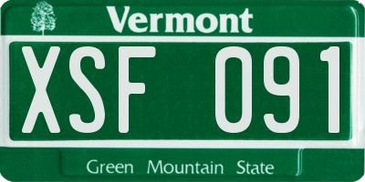 VT license plate XSF091