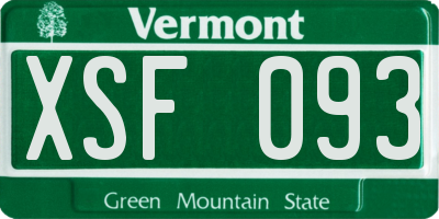 VT license plate XSF093