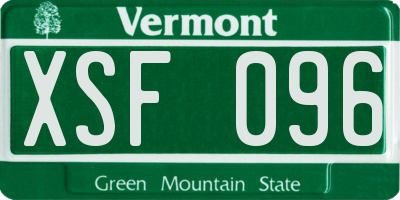 VT license plate XSF096