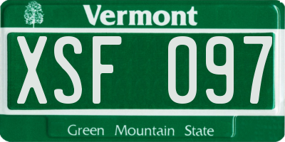 VT license plate XSF097