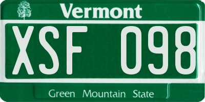 VT license plate XSF098