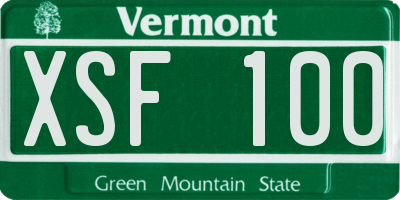VT license plate XSF100