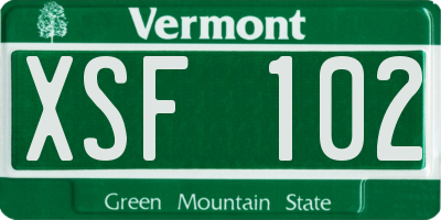 VT license plate XSF102