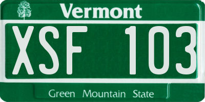 VT license plate XSF103
