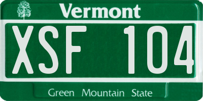 VT license plate XSF104