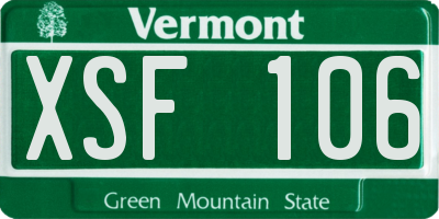 VT license plate XSF106