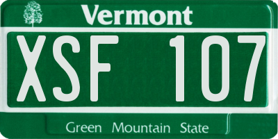 VT license plate XSF107