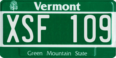 VT license plate XSF109
