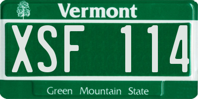 VT license plate XSF114