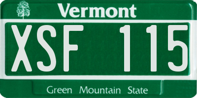VT license plate XSF115