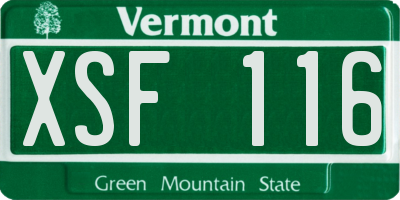 VT license plate XSF116