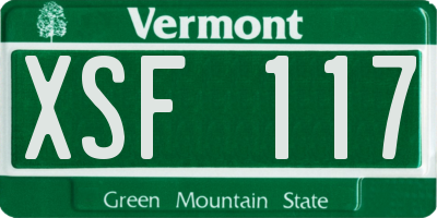 VT license plate XSF117