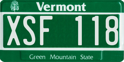 VT license plate XSF118