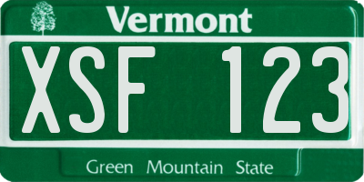 VT license plate XSF123