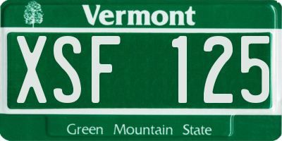 VT license plate XSF125