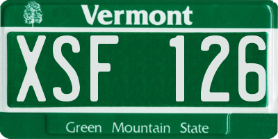 VT license plate XSF126