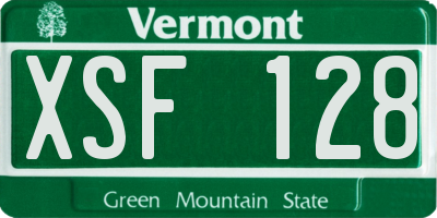 VT license plate XSF128