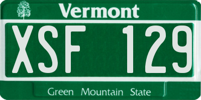 VT license plate XSF129