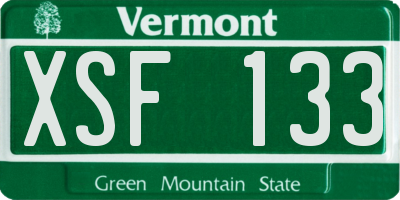 VT license plate XSF133