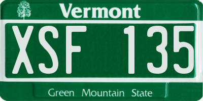 VT license plate XSF135