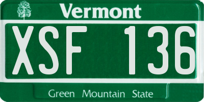 VT license plate XSF136