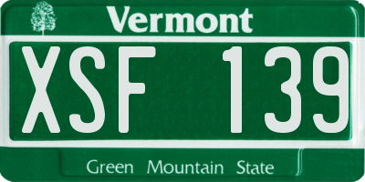VT license plate XSF139