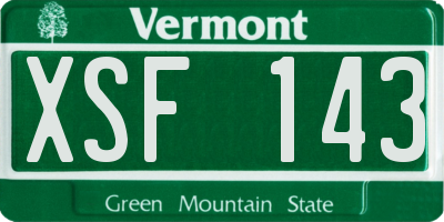 VT license plate XSF143
