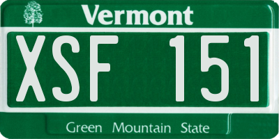 VT license plate XSF151