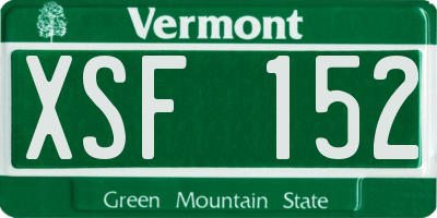 VT license plate XSF152