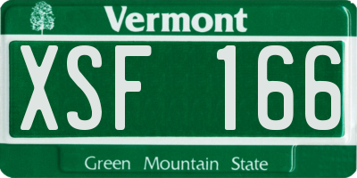 VT license plate XSF166