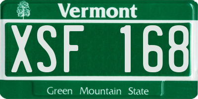 VT license plate XSF168