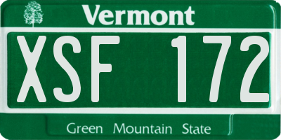 VT license plate XSF172
