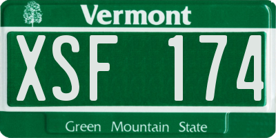 VT license plate XSF174