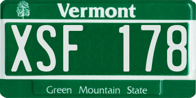 VT license plate XSF178