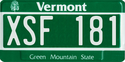 VT license plate XSF181