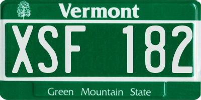 VT license plate XSF182